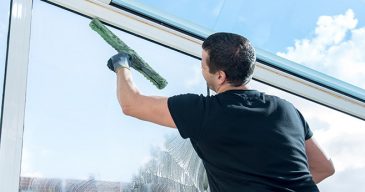 sorgfältige fensterreinigung